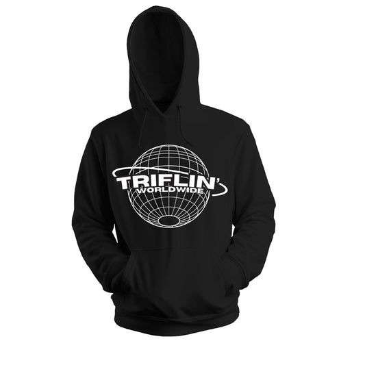 Triflin' Worldwide Logo Hoodie with Side Ninja University on Back Black